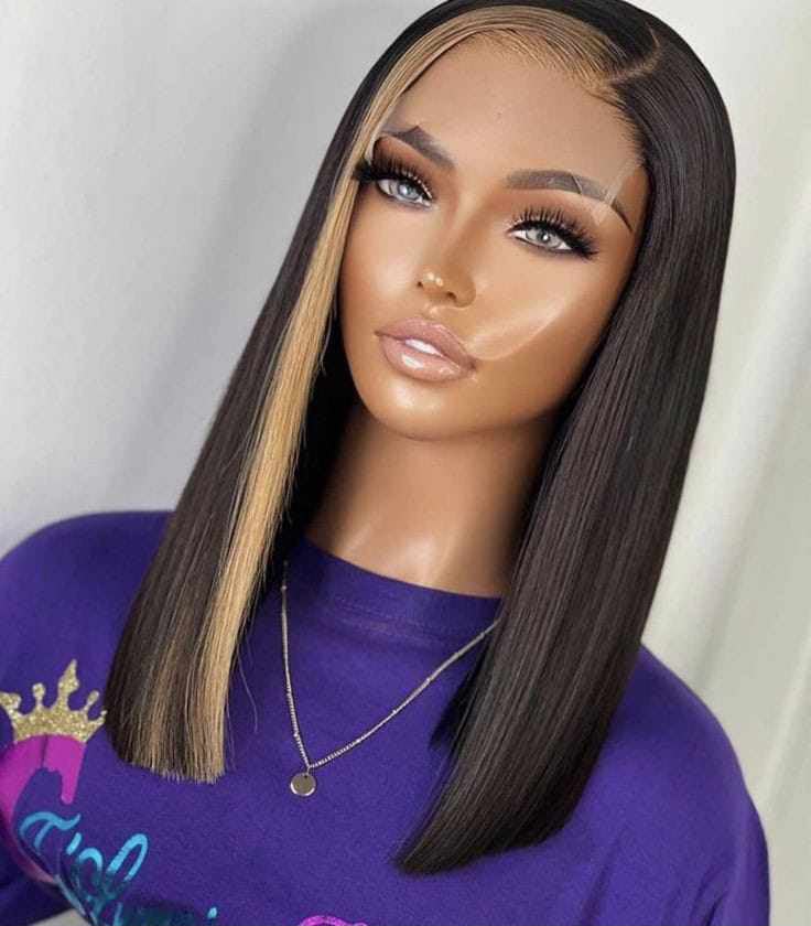 16''  bone straight with birth mark